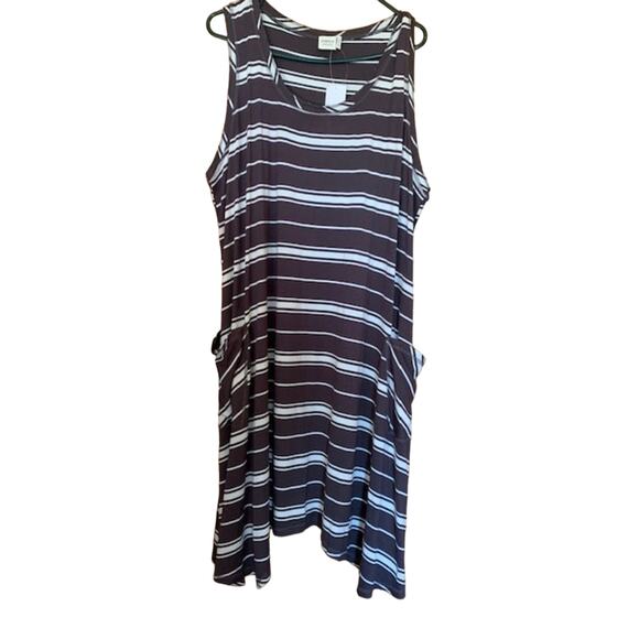 Simple by Suzanne Betro 2X  NWT Gray/White Stripe Womens Sleeveless  Dress - Picture 1 of 6